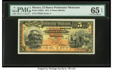 Mexico Banco Peninsular Mexicano 5 Pesos 1.4.1914 Pick S465a M561a PMG Gem Uncirculated 65 EPQ. 

HID09801242017

© 2020 Heritage Auctions | All Right...