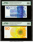 Netherlands Netherlands Bank 10; 50 Gulden 25.4.1968; 4.1.1982 Pick 91b; 96 Two Examples PMG Gem Uncirculated 66 EPQ (2). 

HID09801242017

© 2020 Her...