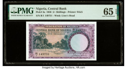 Nigeria Central Bank of Nigeria 5 Shillings 1958 Pick 2a PMG Gem Uncirculated 65 EPQ. 

HID09801242017

© 2020 Heritage Auctions | All Rights Reserved...