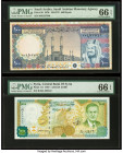 Saudi Arabia Saudi Arabian Monetary Agency 100 Riyals ND (1976) / AH1379 Pick 20 PMG Gem Uncirculated 66 EPQ; Syria Central Bank of Syria 1000 Pounds ...