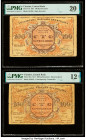 Ukraine Central Rada 100 Karbovantsiv 1917 Pick 1b; 1bx Two examples PMG Very Fine 20; Fine 12 Net. A large split on Pick 1bx and is a contemporary co...