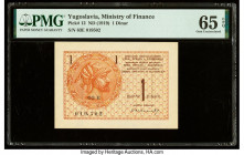 Yugoslavia Ministry of Finance 1 Dinar ND (1919) Pick 12 PMG Gem Uncirculated 65 EPQ. 

HID09801242017

© 2020 Heritage Auctions | All Rights Reserved...