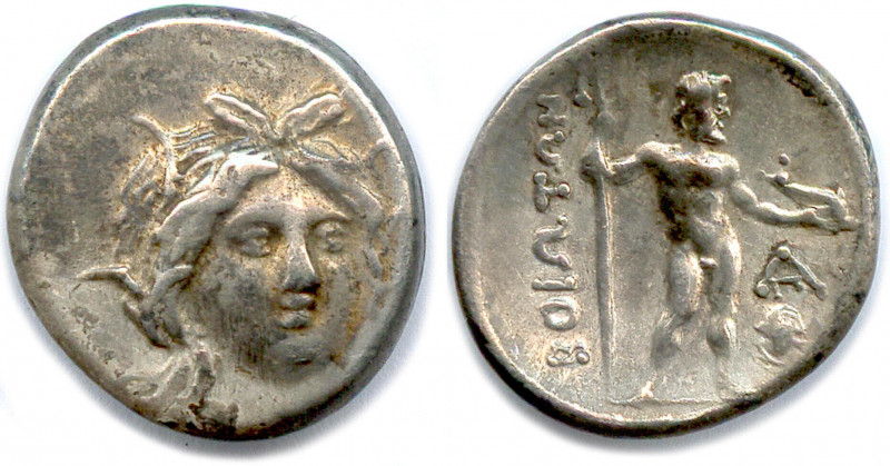 Greek
BÉOTIE - THÈBES 244-197
Tête de Perséphone (Déméter ou Koré) de face cou...
