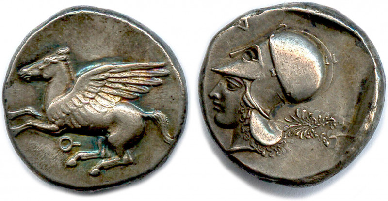 Greek
CORINTHE 400-375
Pégase volant à gauche. Koppa. 
R/. Tête d’Athéna. Pal...