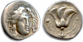 Greek
ÎLE DE CARIE - RHODES 305-275
Tête d’Hélios de face. R/. POION. Rose et son bouton. 
Dans le champ, thyrse et EY.
HGC 1435 ; cf Pozzi 2686 e...