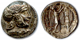 Greek
ROYAUME DE SYRIE - SÉLEUCUS Ier NICATOR 
306-281
Buste d’Alexandre le Grand sous les trait de Dionysos, portant 
un casque orné des cornes e...