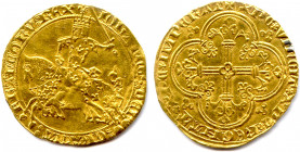 France Royales
JEAN II LE BON 22 août 1350 - 8 avril 1364
IOhAnnES: DEI : GRACIA: FRAnCORV: REX. Le roi à cheval,
galopant à gauche, l’épée haute, ...