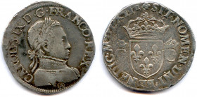 France Royales
CHARLES IX 1560-1475
CAROLVS.IX.D.G.FRANCO.REX. Son buste lauré et cuirassé à droite. Dessous, OA en monogramme. 
R/. SIT.NOMEN… Écu...