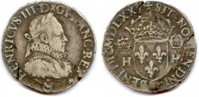 France Royales
HENRI III 1574-1589
HENRICVS. III. D (différent) G. FRANCO. REX. Rose, marque 
de Loys Forton, maître de 1575 à 1581. Buste à droite...