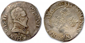 France Royales
HENRI III 1574-1589
HENRICVS. III. D. G. FRANC. ET. POL. REX. Lettre d’atelier 
sous le buste. Son buste lauré et cuirassé avec le c...