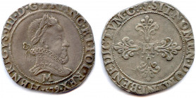 France Royales
HENRI III 1574-1589
HENRICVS. III. D. G. FRANC. ET. POL. REX. Buste du Roi 
à droite, lauré et cuirassé, avec un col fraisé. Dessous...
