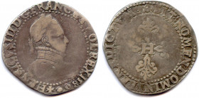 France Royales
HENRI III 1574-1589
HENRICVS. III. D. G. FRANC. ET. POL. REX. 
Légende commençant à 6h. Buste du roi lauré et cuirassé, avec la 
pe...