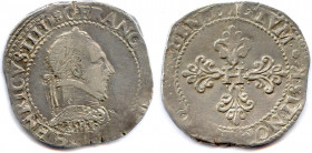 France Royales
HENRI III 1574-1589
HENRICVS. III. D (deux croissants) G. FRANC. ET. POL. REX. 
Dessous, Millésime entre deux points. Buste lauré et...