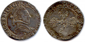 France Royales
HENRI III 1574-1589
HENRICVS. III. D (deux croissants) G. FRANC. ET. POLO. 
REX. Dessous, millésime et lettre d’atelier. Buste lauré...