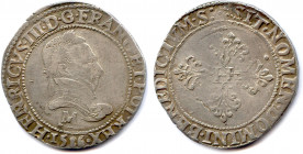 France Royales
HENRI III 1574-1589
HENRICVS. III. D. G. FRANC. ET. POL. REX. Dessous, lettre 
d’atelier. Millésime entre deux points dans la légend...