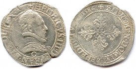 France Royales
HENRI III 1574-1589
HENRICVS. III. D. G. FRANC. ET. POL. REX. Dessous, lettre 
d’atelier. Différent en fin de légende. Buste du roi ...