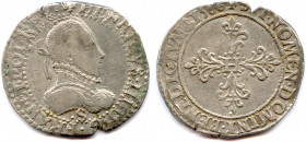 France Royales
HENRI III 1574-1589
HENRICVS. III. D. G. FRAN. ET. POL. REX. Son buste lauré 
et cuirassé avec le col gaufré. Dessous, lettre d’atel...