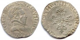 France Royales
HENRI III 1574-1589
HENRICVS. III. DG. FRANC. ET. POL. REX. Patte d’aigle, 
marque du Maître Jean Boistel (1581-1593). 
Buste lauré...