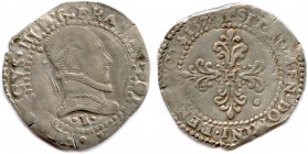 France Royales
HENRI III 1574-1589
HENRICVS. III. D: G: FRANC. ET. POL. REX (différent). 
Buste lauré et cuirassé avec le col plat. Légende commenç...