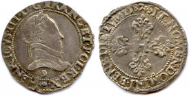France Royales
HENRI III 1574-1589
HENRICVS. III. D: G: FRANC. ET. POL. REX. Buste lauré et 
cuirassé avec le col plat. Dessous, lettre d’atelier e...