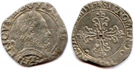 France Royales
HENRI III 1574-1589
HENRICVS III.D.G.FRANC.ET.POLO.REX. Tour initiale. 
Buste du Roi à droite, lauré, drapé et cuirassé à l’antique ...