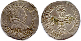 France Royales
HENRI III 1574-1589
HENRICVS. III. D (deux croissants) G. FRANC. ET. POL. REX. 
Dessous, Millésime. Buste lauré et cuirassé avec le ...