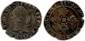 France Royales
LA LIGUE au nom d’HENRI III 1589-1598
HENRICVS. III. D. G. FRANC. ET. POL. REX. 
Buste à droite du Roi, lauré et cuirassé, avec un c...