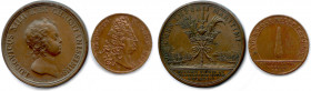 France Royales
LOUIS XIV 
Lot comprenant : 
Médaille en bronze de la Victoire de Carthagène en Espagne 1643 Divo 9 (7,66 g), 
Jeton en cuivre Ordi...