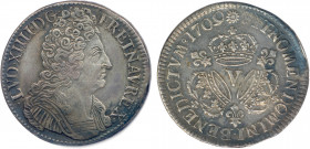 France Royales
LOUIS XIV 14 mai 1643 - 1er septembre 1715
Écu aux Trois couronnes 1709 V = Troyes. 
Gad 229
Roue à l’avers, marque de Paul Rondot ...