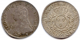 France Royales
LOUIS XV 1715-1774
Écu aux lauriers en argent 1728 9 = Rennes. 
Gad 321
Gerbe de blé, marque de Gilles Gardin de Boishamon 
et Col...