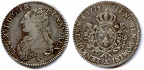 France Royales
LOUIS XVI 10 mai 1774 - 21 janvier 1793
Écu aux lauriers en argent 1774 A = Paris. 
Gad 356
Héron, marque de Jean Dupeyron et Lyre ...