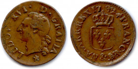 France Royales
LOUIS XVI 1774-1793
Liard en bronze 1782 & = Aix en Provence. 
Dy 1716 ; Droulers 627
Étoile, marque du Maître Jean-Baptiste Casimi...