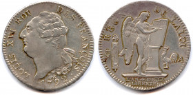France Royales
LOUIS XVI Gouvernement Constitutionnel 1791-1792
Écu d’argent de 6 Livres 1792-an 4 de la Liberté 
(2e semestre) avec FRANÇOIS. A = ...