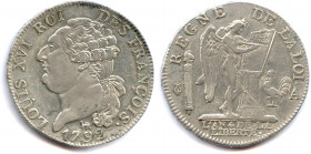 France Royales
LOUIS XVI Gouvernement Constitutionnel 1791-1792
Demi-écu d’argent de 3 livres 1792-an 4 de la Liberté 
(2e semestre) A = Paris. 
D...