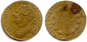 France Royales
LOUIS XVI Gouvernement Constitutionnel 1791-1792
12 Deniers 1792-an 4 de la Liberté avec FRANCOIS (sans 
cédille) 
D et point = Dij...