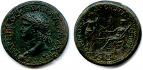 Roman Empire
NÉRON 13 octobre 54 - 8 juin 68
IMP NERO CAESAR AVG P MAX TR P P P. Sa tête 
laurée à gauche. Globe à la pointe du buste. R/. ANNONA ...