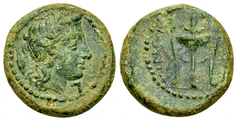 Morgantina AE15, c. 339-317 BC 

Sicily, Morgantina. AE15 (3.57 g), c. 339-317...