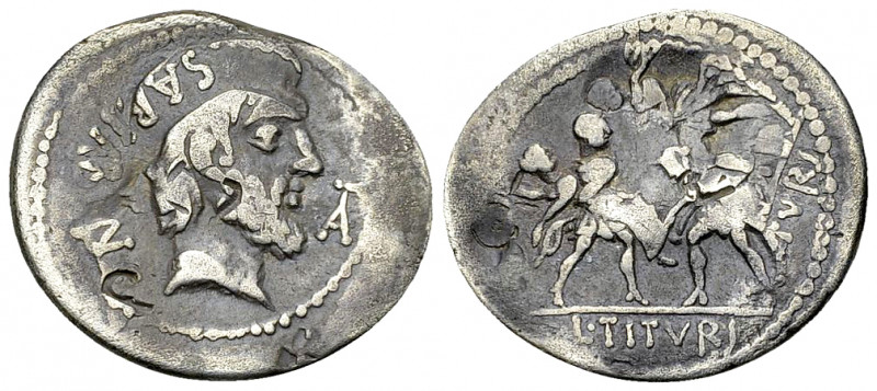 L. Titurius Sabinus AR Denarius, 89 BC 

L. Titurius L. f. Sabinus. AR Denariu...