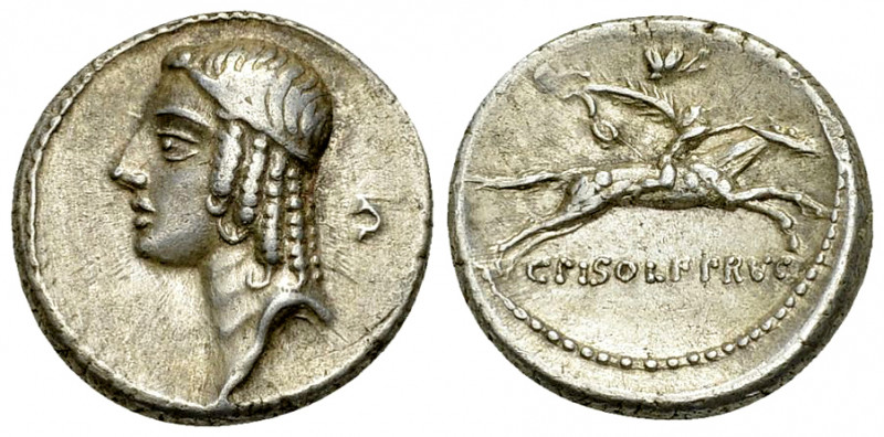 C. Piso Frugi AR Denarius, 67 BC 

C. Piso L.f. Frugi. AR Denarius (17-19 mm, ...