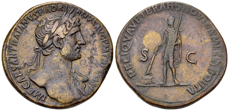 Hadrianus AE Sestertius, Lictor reverse 

Hadrian (117-138 AD). AE Sestertius ...