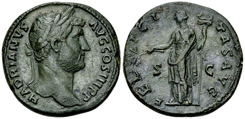 Hadrianus AE Sestertius, Felicitas reverse 

Hadrianus (117-138 AD). AE Sester...