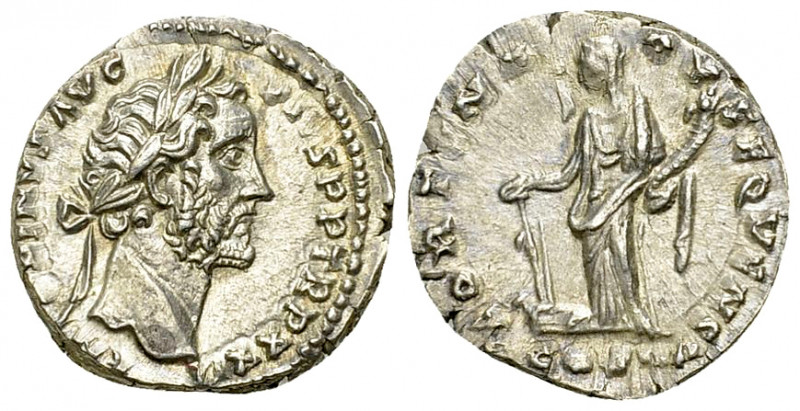 Antoninus Pius AR Denarius, Fortuna reverse 

Antoninus Pius (138-161 AD). AR ...