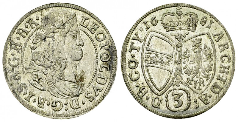 Leopold I, BI 3 Kreuzer 1681 

Austria. Leopold. BI 3 Kreuzer 1681 (21 mm, 1.5...