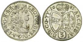 Leopold I, BI 3 Kreuzer 1681