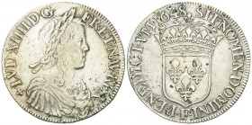 Louis XIV, AR Ecu 1648 F, Angers