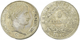 Napoléon I, AR 5 Francs 1811 K, Bordeaux