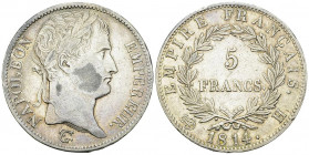 Napoléon I, AR 5 Francs 1814 H, La Rochelle