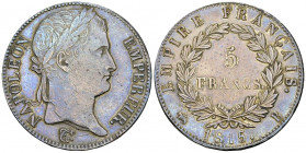 Napoléon I, AR 5 Francs 1815 B, Rouen, Cent-Jours