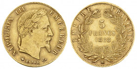 Napoléon III, AV 5 Francs 1868 BB, Strasbourg