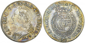 Carlo Emanuele III, AR Mezzo Scudo nuovo 1764